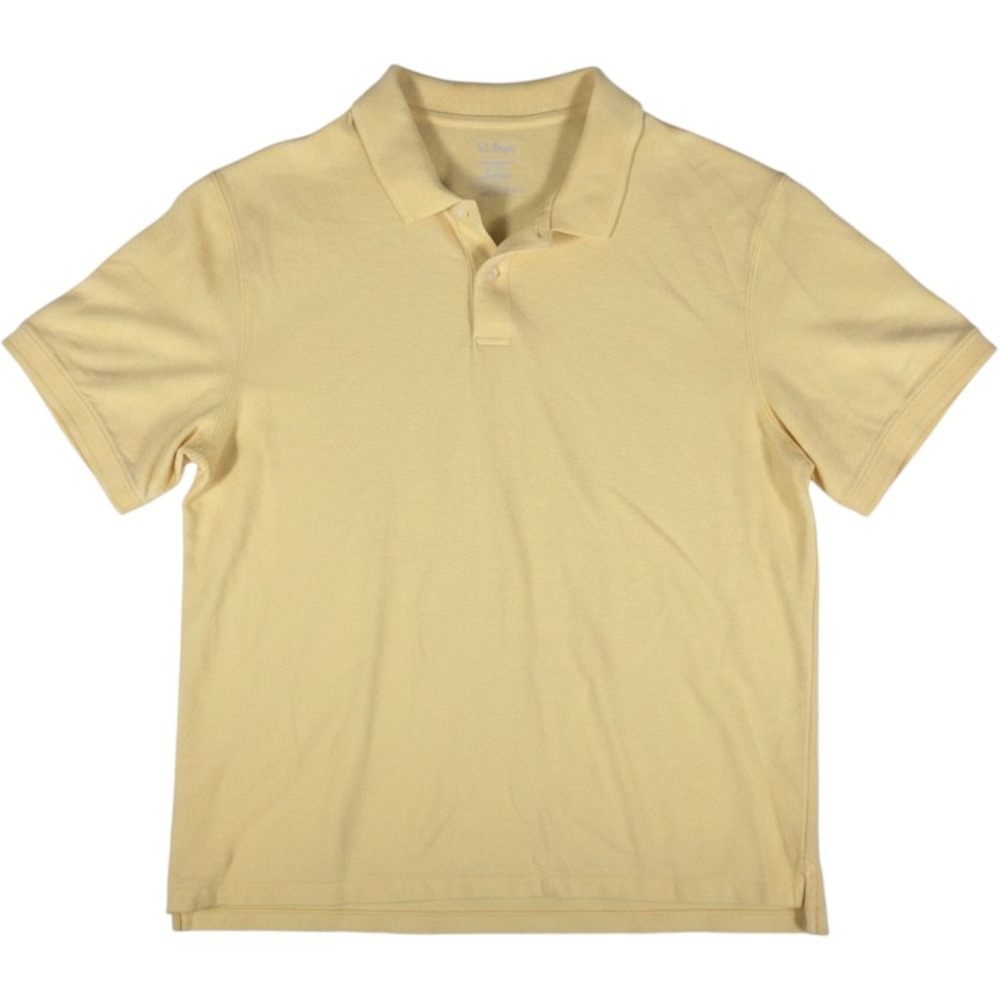 LL Bean Mens XL Tall Yellow Pique Cotton Polo Shirt Traditional Fit Short Sleeve